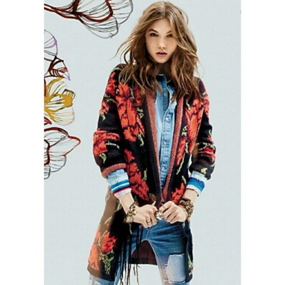 RARE Free People Flower Power Cardi